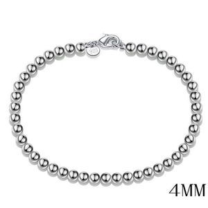 925 Sterling Silver 4MM Ball Bead Charm Bracelet